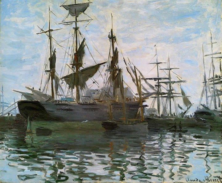 Claude Monet Ships in Harbor